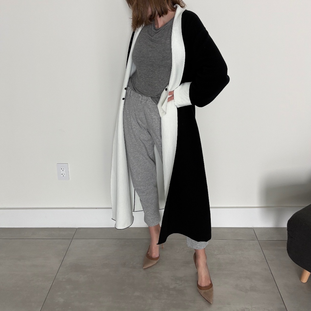 Narciso Rodriguez Reversible Black & White Coat | Cashmere Blend | L - EU 46